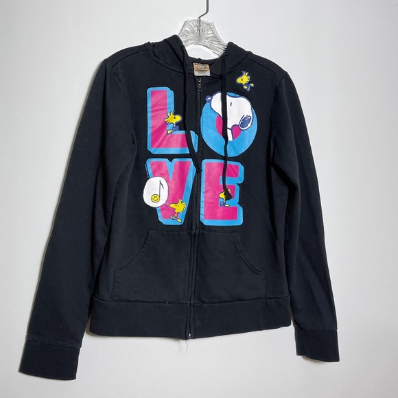 Peanuts Snoopy Big Spell out Full Zip Hoodie Sz L - Picture 3 of 8